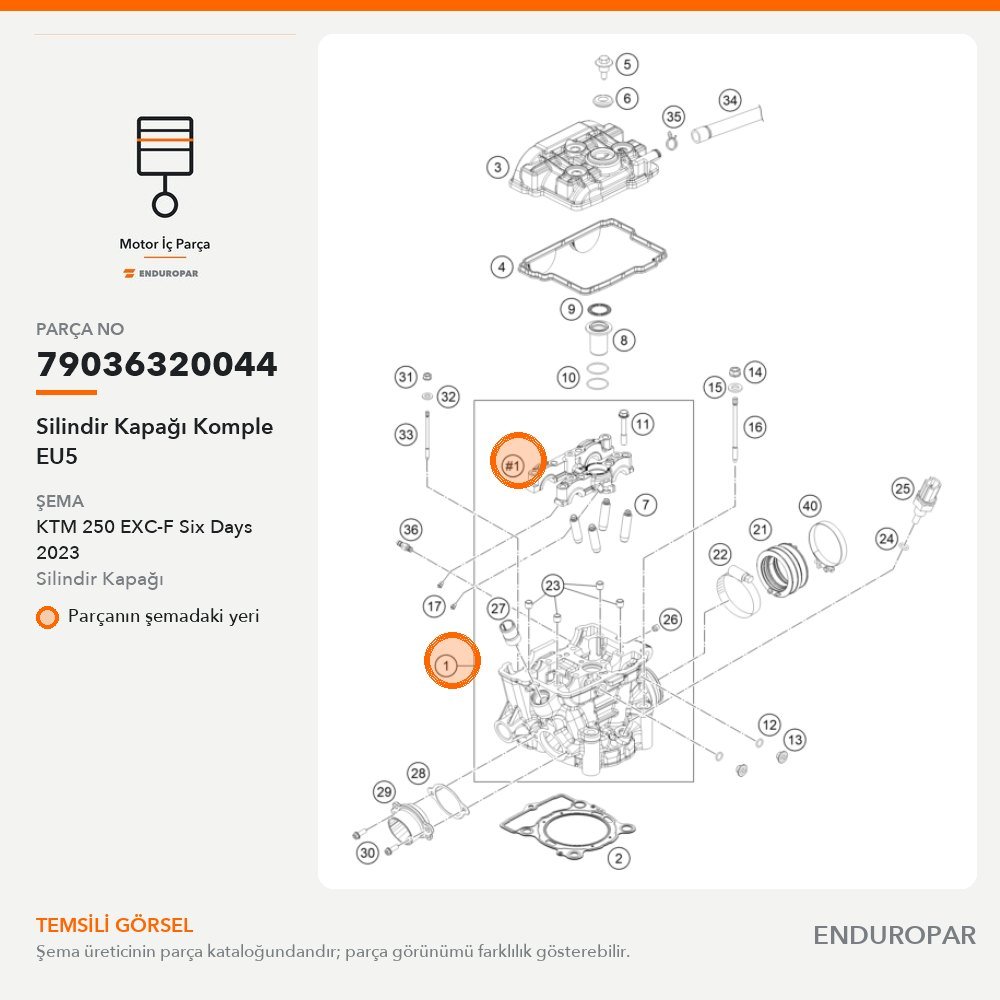 Silindir Kapağı Komple EU5 79036320044 parça şeması