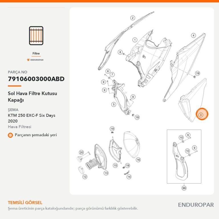 Sol Hava Filtre Kutusu Kapağı 79106003000ABD parça şeması