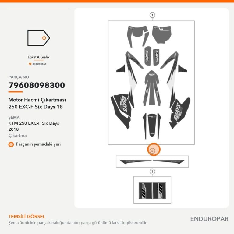 Motor Hacmi Çıkartması 250 EXC-F Six Days 18 79608098300 parça şeması
