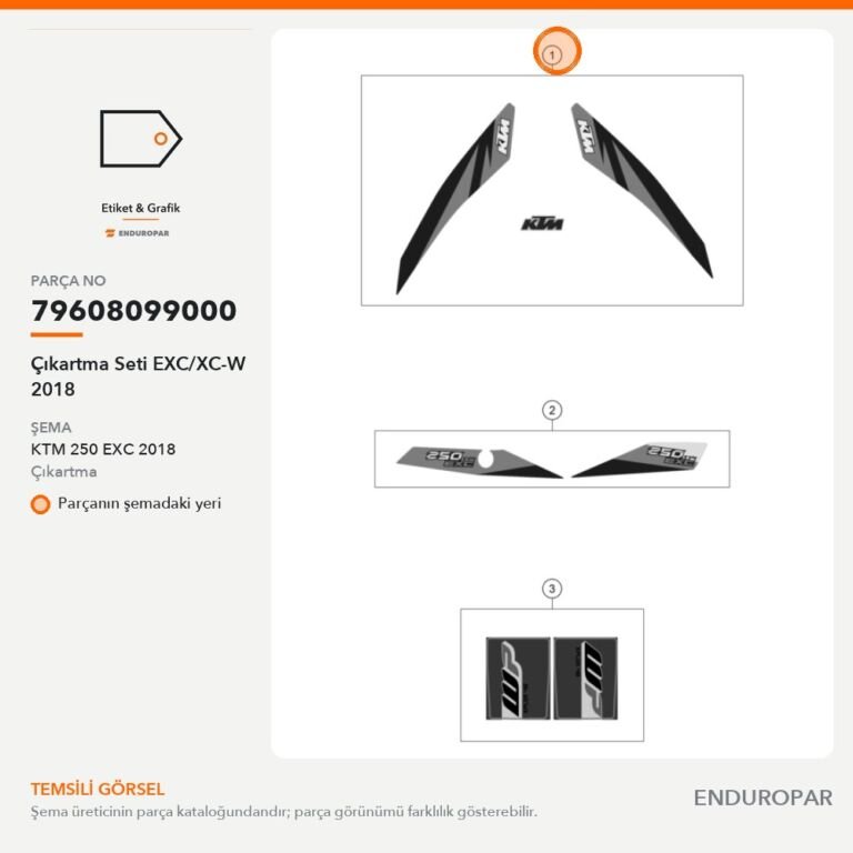 Çıkartma Seti EXC/XC-W 2018 79608099000 parça şeması