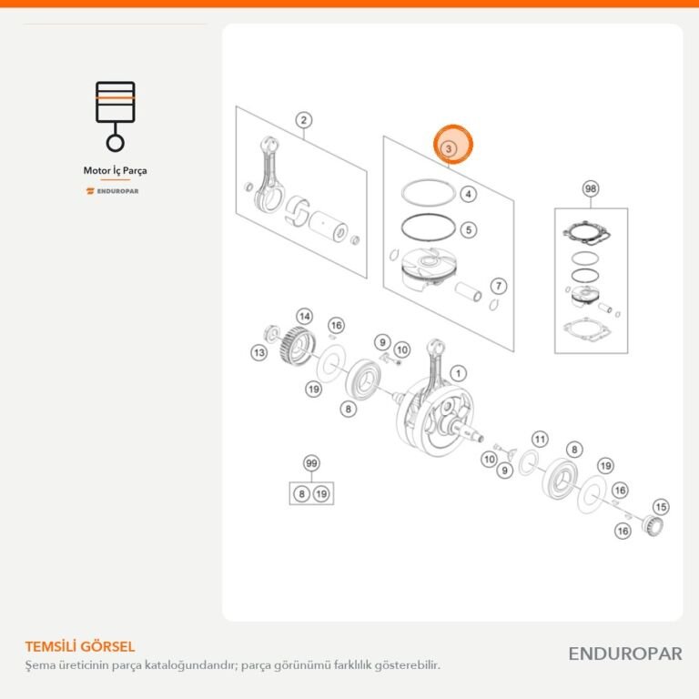 Piston Komple Ölçü II 500 Enduro 79730107100 II parça şeması