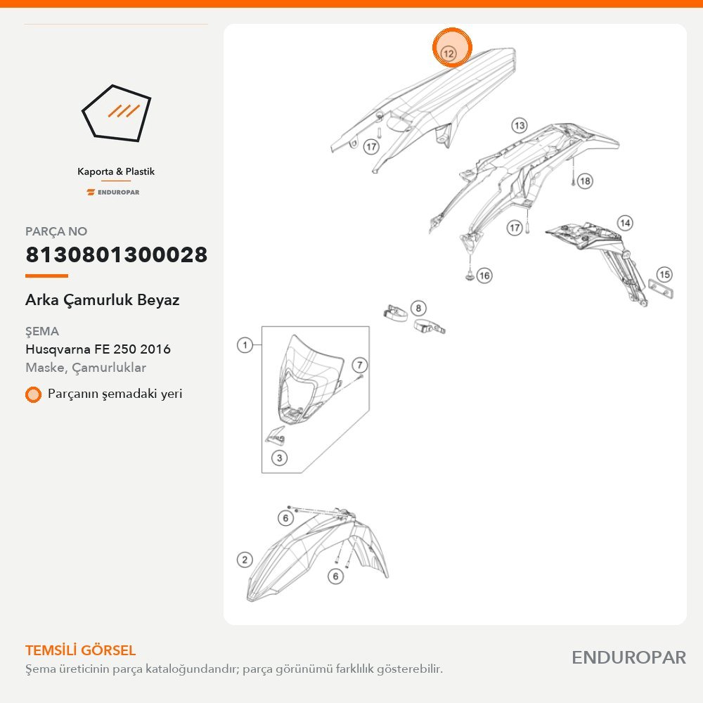 Arka Çamurluk Beyaz 8130801300028 parça şeması