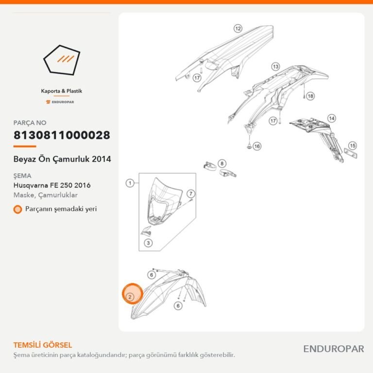 Beyaz Ön Çamurluk 2014 8130811000028 parça şeması