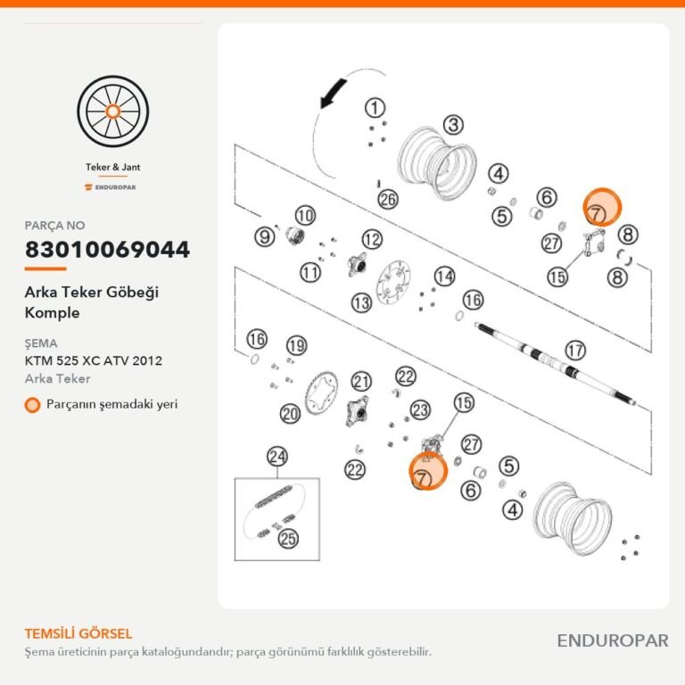 Arka Teker Göbeği Komple 83010069044 parça şeması
