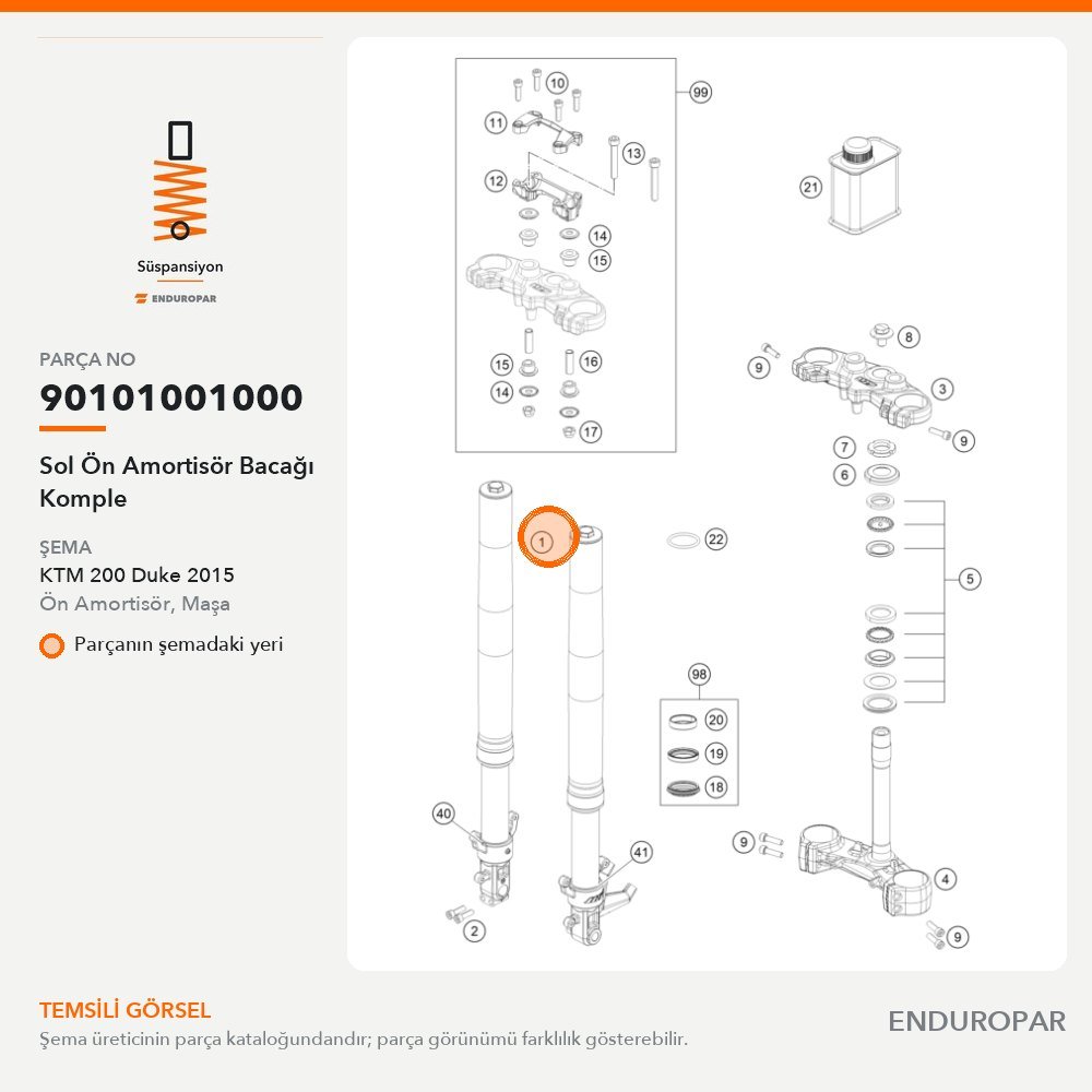 Sol Ön Amortisör Bacağı Komple 90101001000 parça şeması