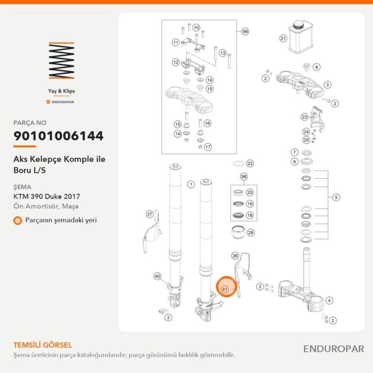 Aks Kelepçe Komple ile Boru L/S 90101006144 parça şeması