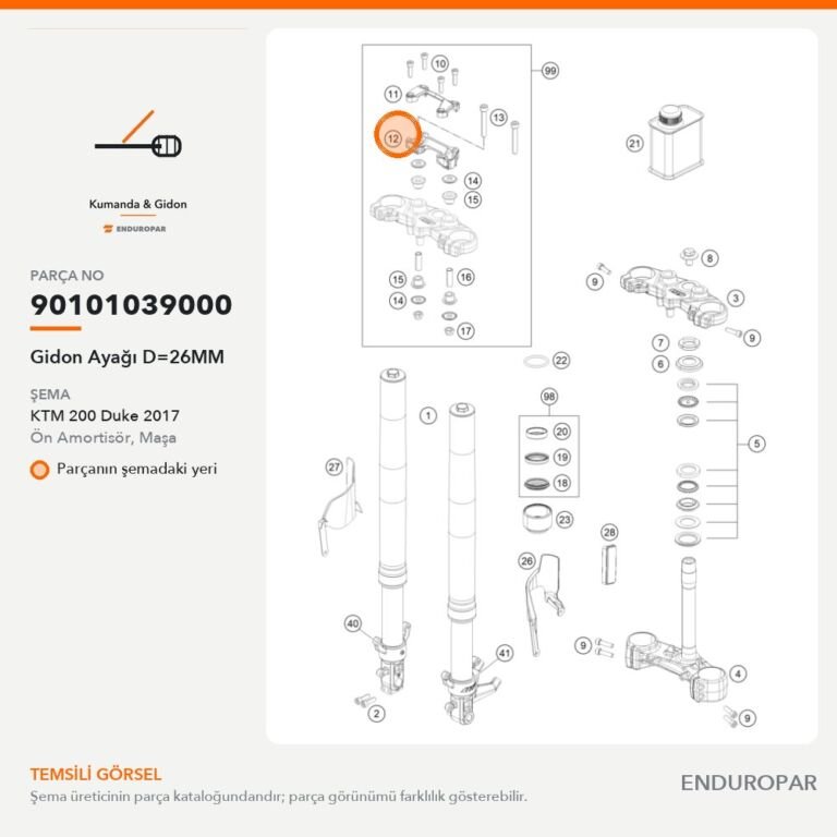 Gidon Ayağı D=26MM 90101039000 parça şeması