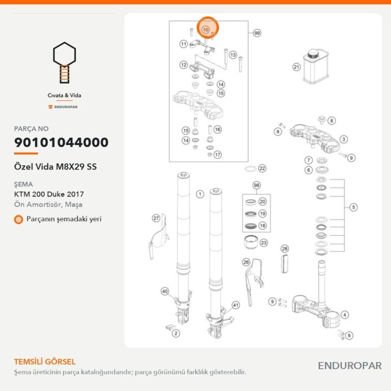 Özel Vida M8X29 SS 90101044000 parça şeması