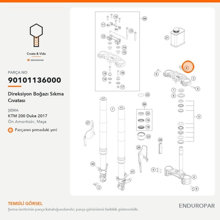 Direksiyon Boğazı Sıkma Cıvatası 90101136000 parça şeması