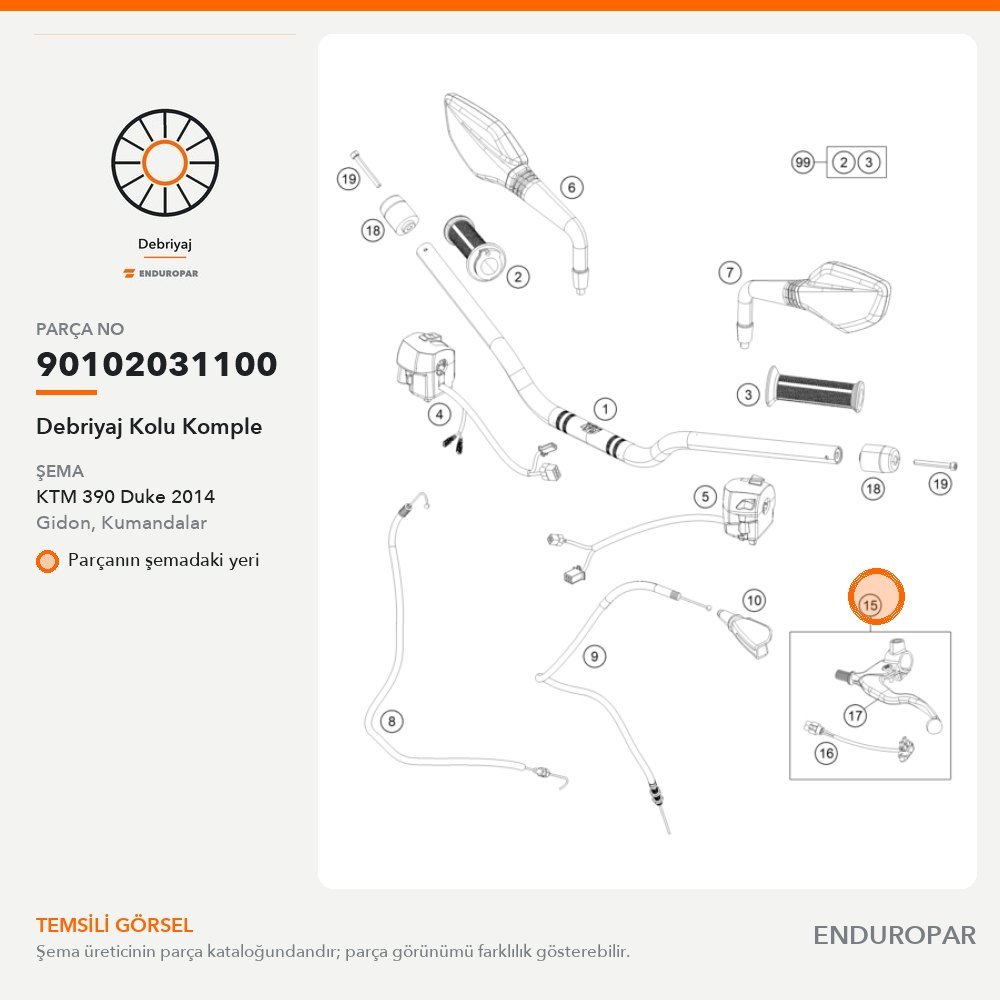 Debriyaj Kolu Komple 90102031100 parça şeması