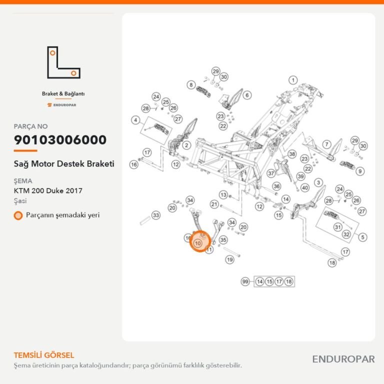 Sağ Motor Destek Braketi 90103006000 parça şeması