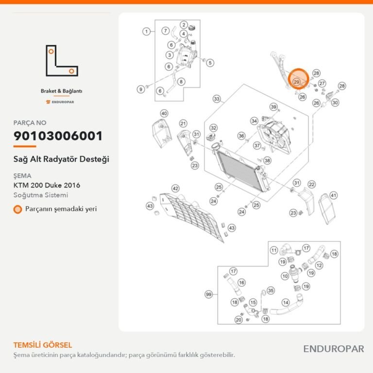 Sağ Alt Radyatör Desteği 90103006001 parça şeması