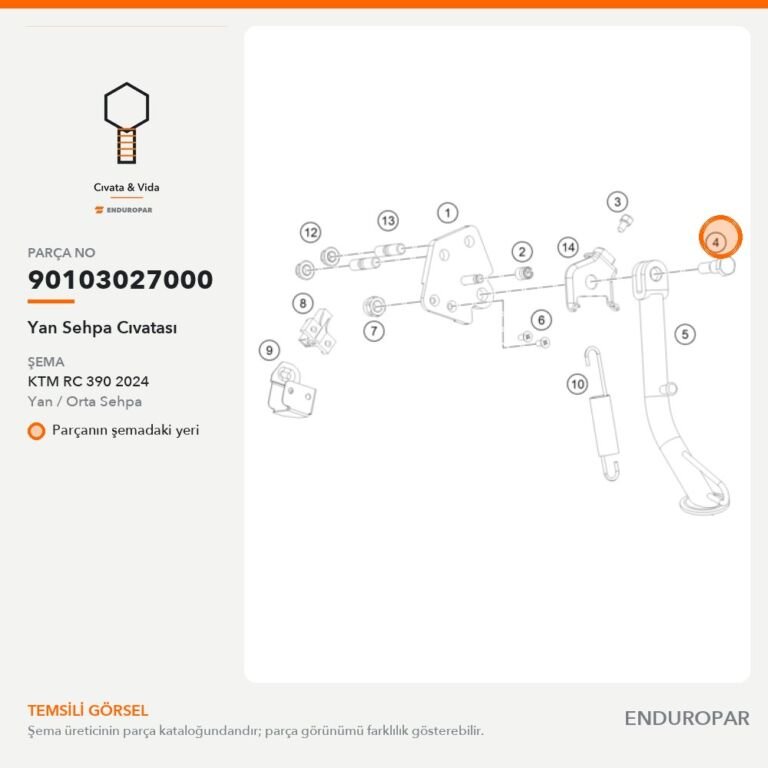 Yan Sehpa Cıvatası 90103027000 parça şeması