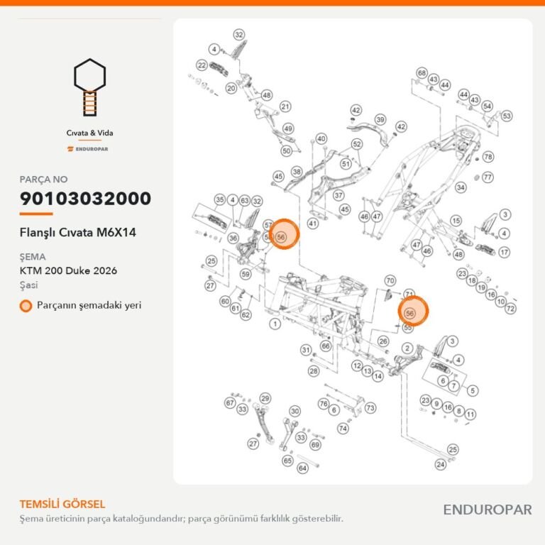 Flanşlı Cıvata M6X14 90103032000 parça şeması