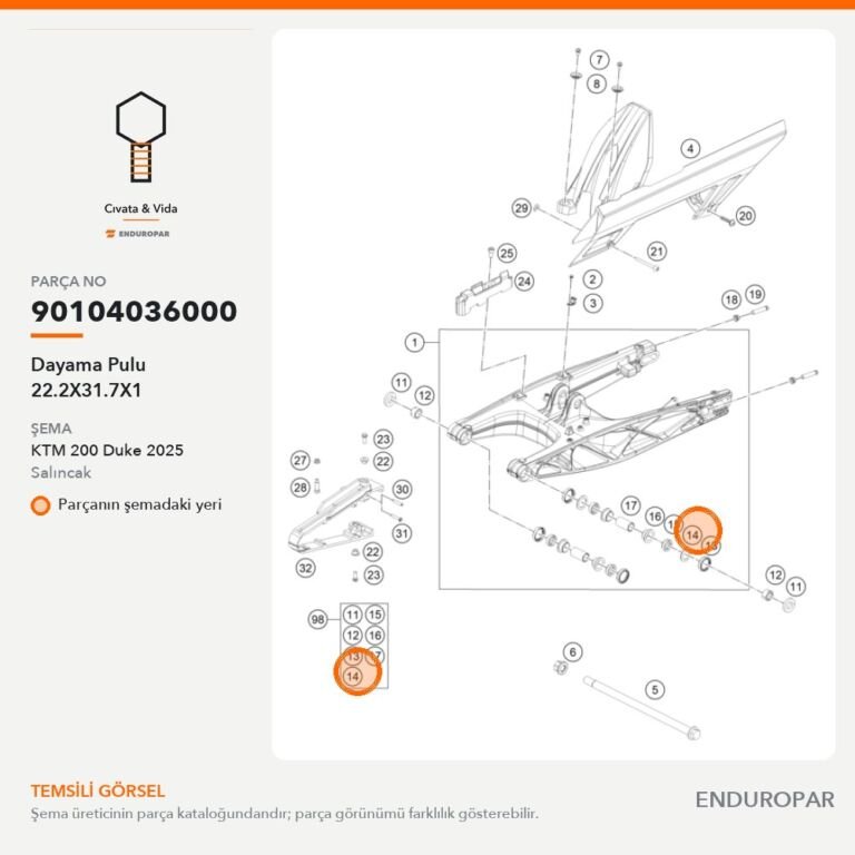 Dayama Pulu 22.2X31.7X1 90104036000 parça şeması