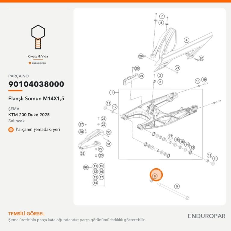 Flanşlı Somun M14X1,5 90104038000 parça şeması