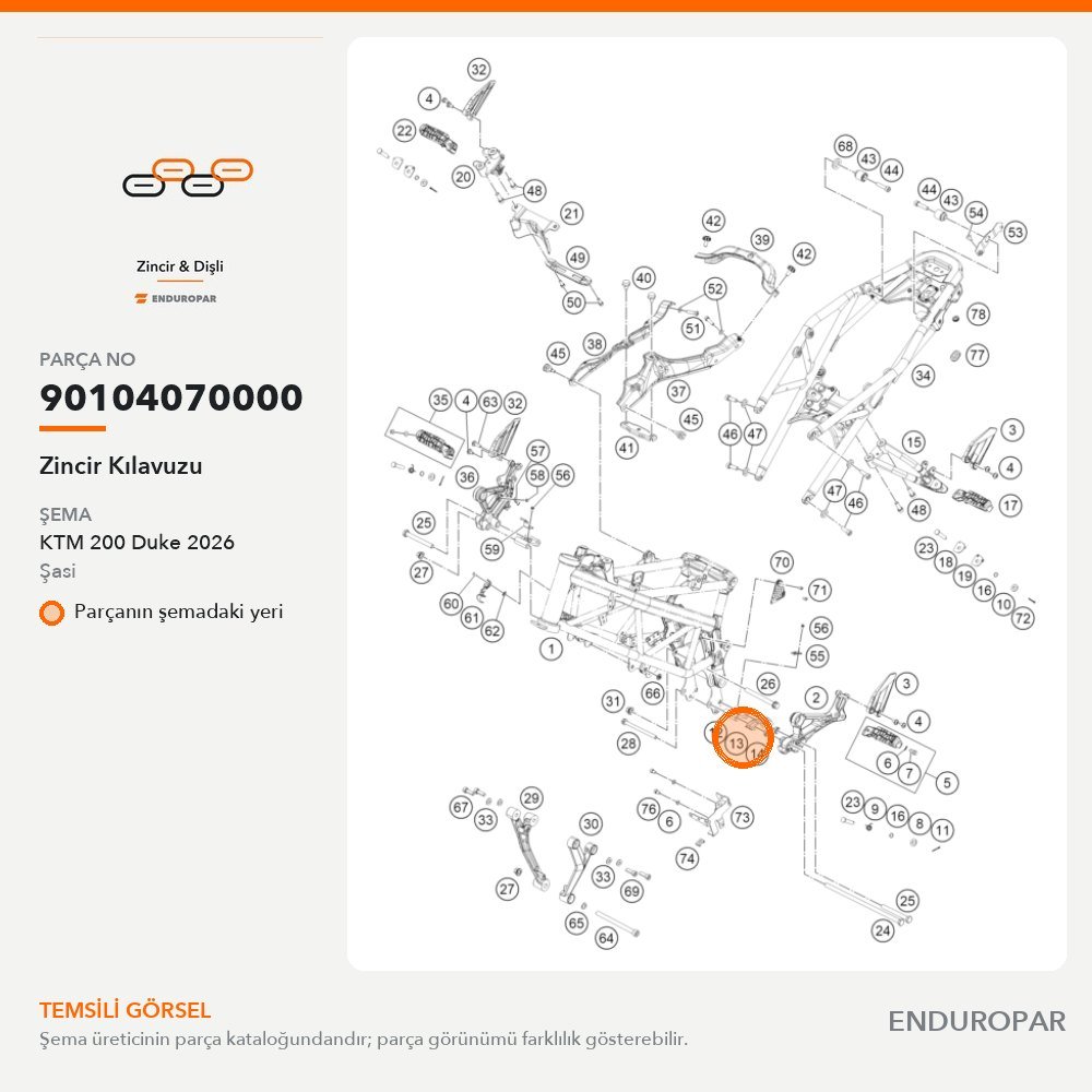 Zincir Kılavuzu 90104070000 parça şeması