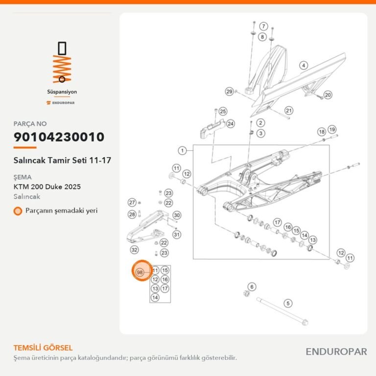 Salıncak Tamir Seti 11-17 90104230010 parça şeması