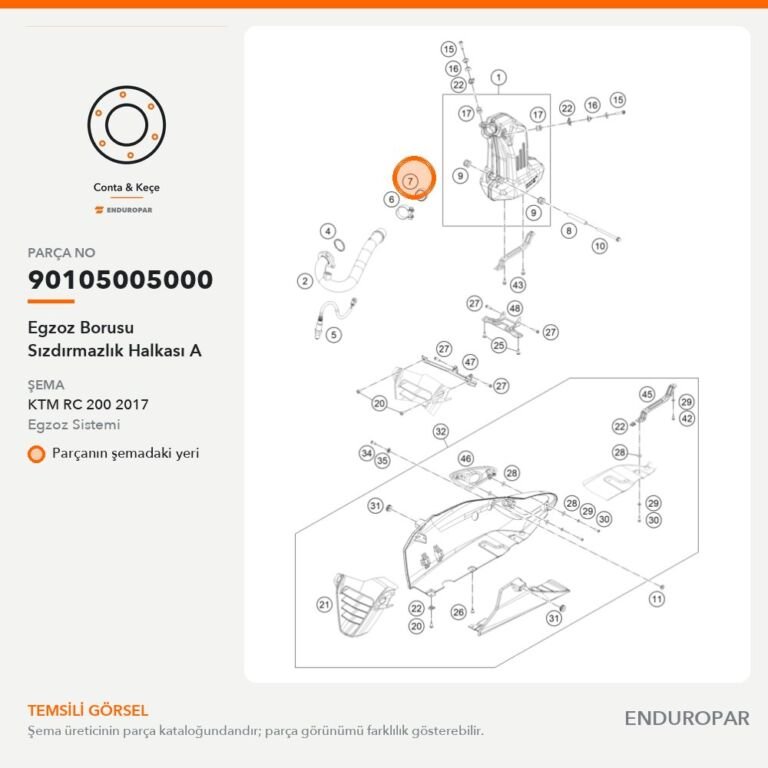 Egzoz Borusu Sızdırmazlık Halkası A 90105005000 parça şeması