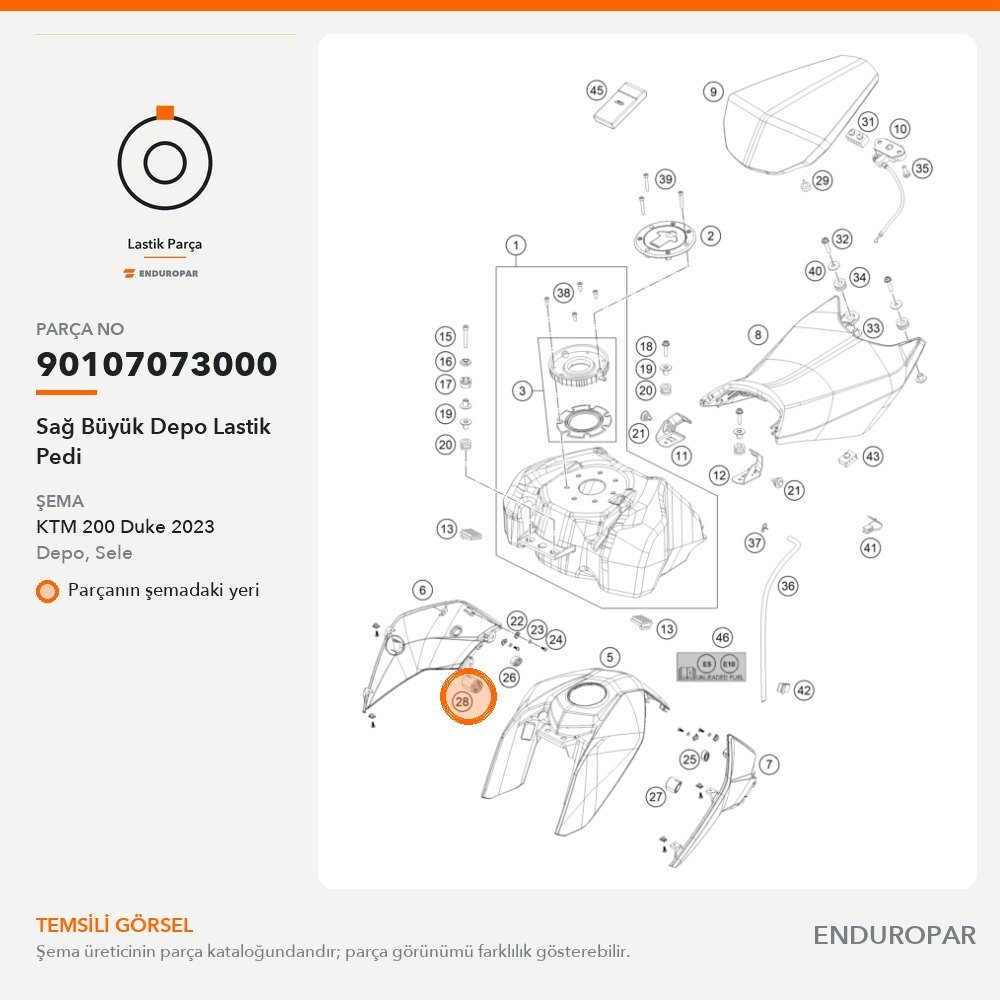 Sağ Büyük Depo Lastik Pedi 90107073000 parça şeması