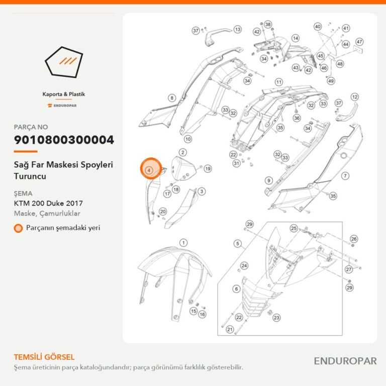 Sağ Far Maskesi Spoyleri Turuncu 9010800300004 parça şeması