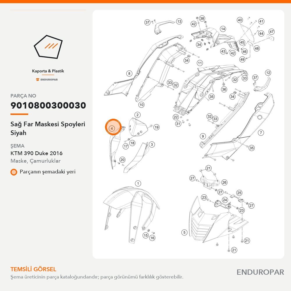 Sağ Far Maskesi Spoyleri Siyah 9010800300030 parça şeması