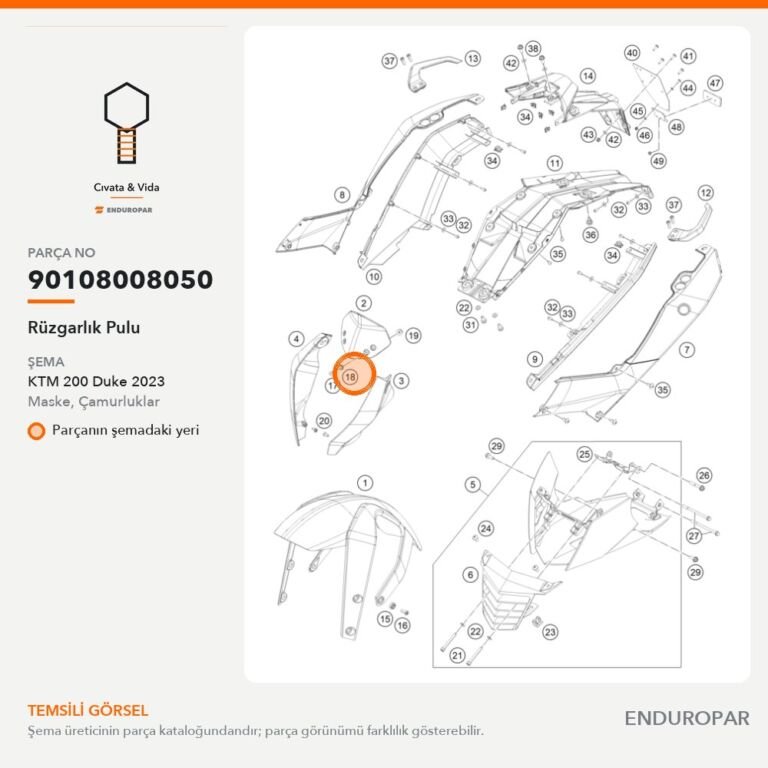 Rüzgarlık Pulu 90108008050 parça şeması