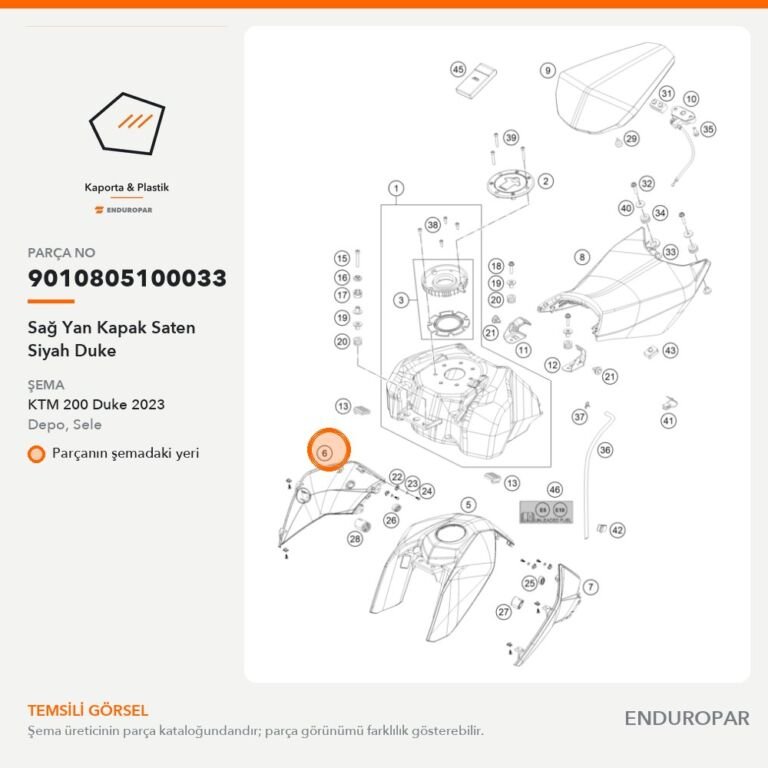Sağ Yan Kapak Saten Siyah Duke 9010805100033 parça şeması