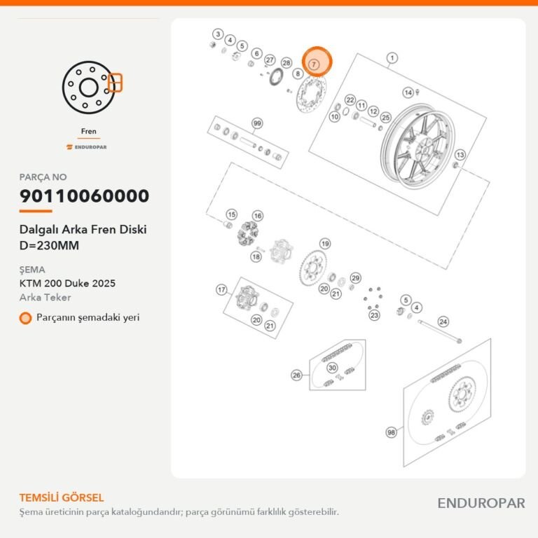 Dalgalı Arka Fren Diski D=230MM 90110060000 parça şeması