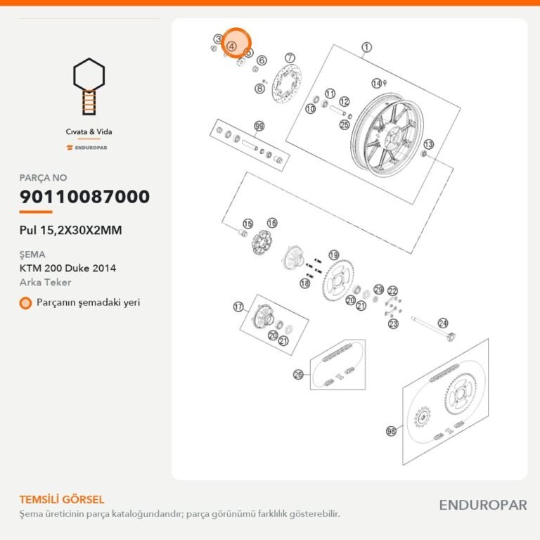 Pul 15,2X30X2MM 90110087000 parça şeması