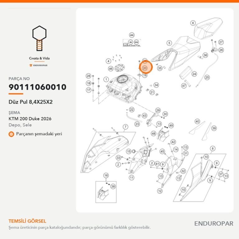 Düz Pul 8,4X25X2 90111060010 parça şeması