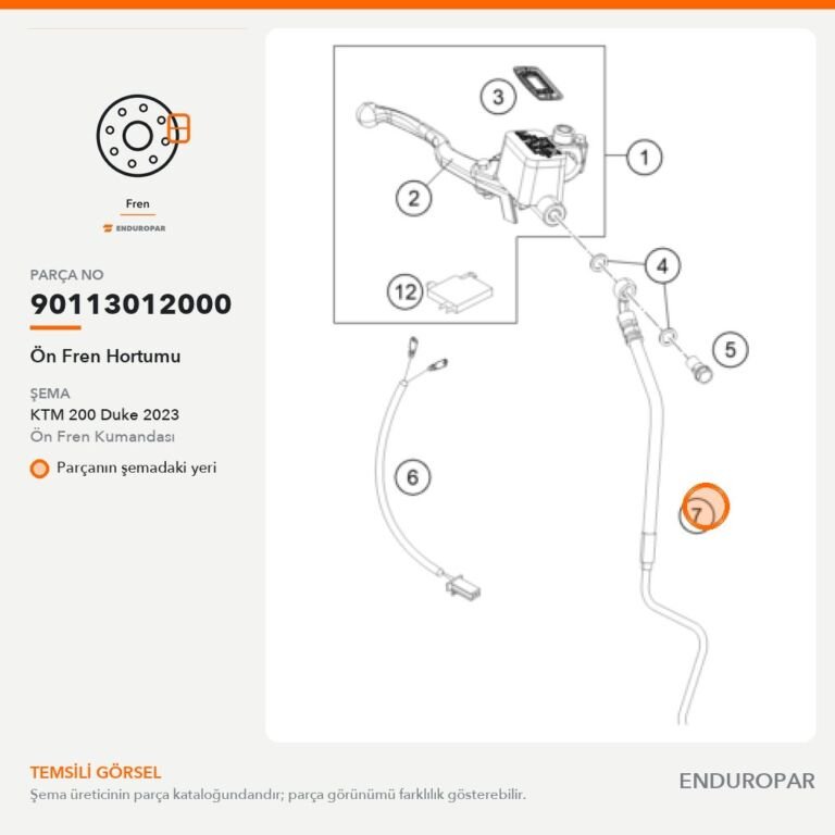 Ön Fren Hortumu 90113012000 parça şeması