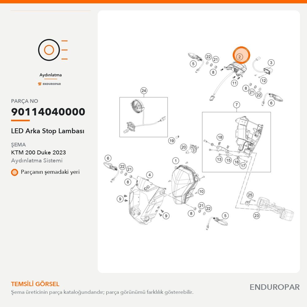 LED Arka Stop Lambası 90114040000 parça şeması