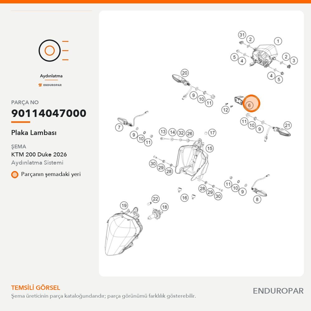 Plaka Lambası 90114047000 parça şeması