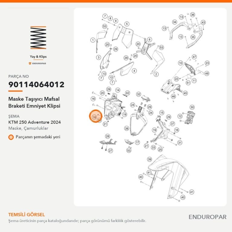 Maske Taşıyıcı Mafsal Braketi Emniyet Klipsi 90114064012 parça şeması