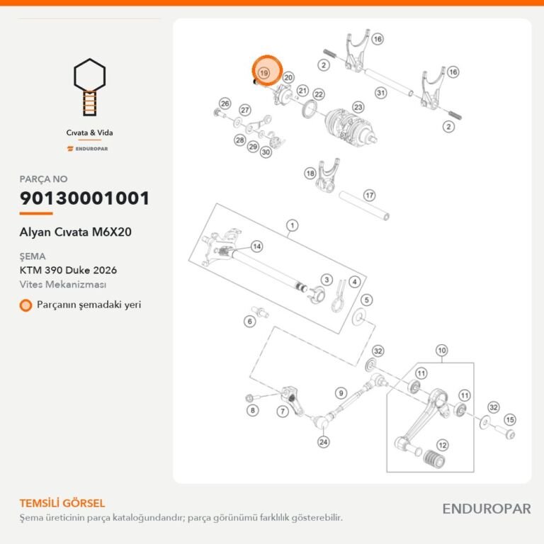 Alyan Cıvata M6X20 90130001001 parça şeması