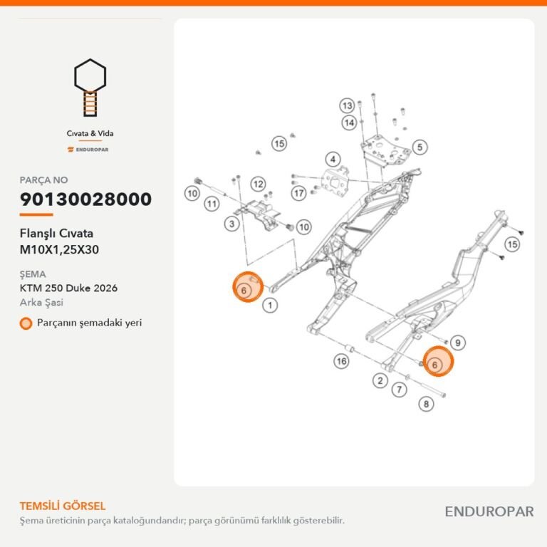 Flanşlı Cıvata M10X1,25X30 90130028000 parça şeması