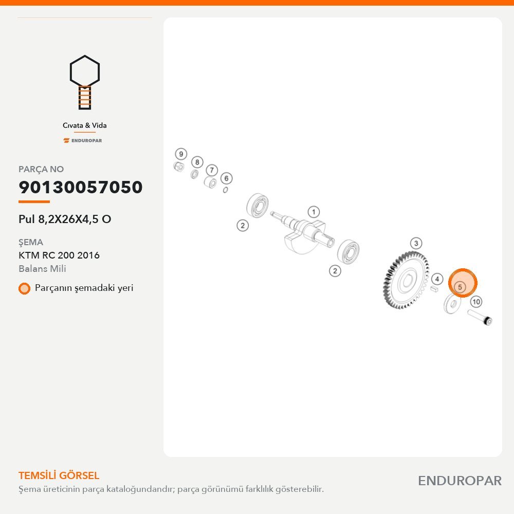 Pul 8,2X26X4,5 O 90130057050 parça şeması
