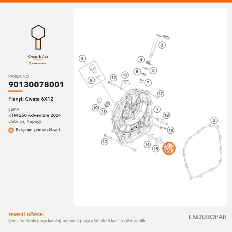 Flanşlı Cıvata 6X12 90130078001 parça şeması
