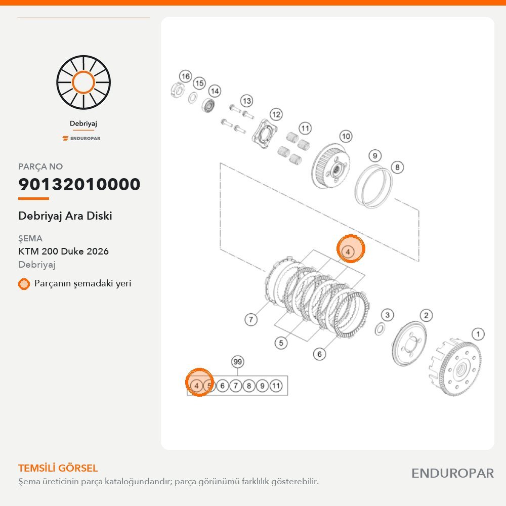 Debriyaj Ara Diski 90132010000 parça şeması