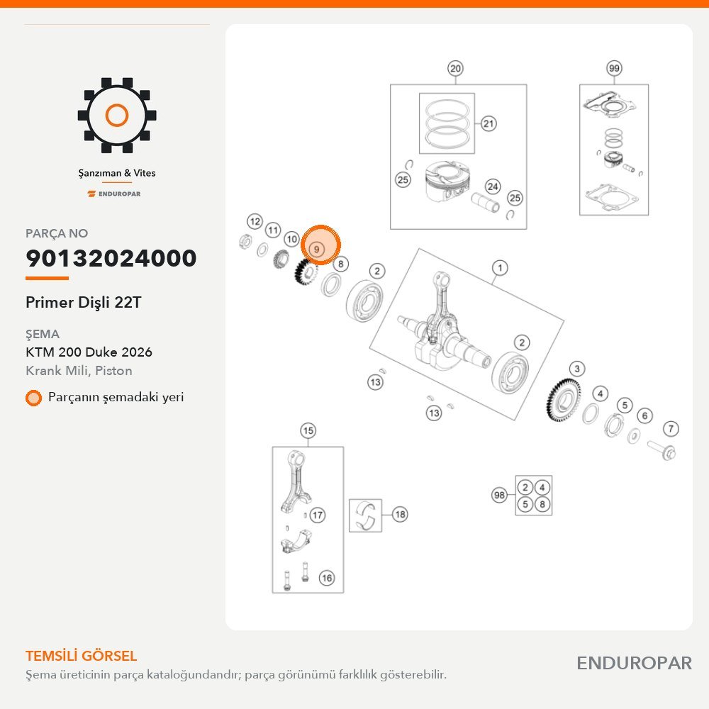 Primer Dişli 22T 90132024000 parça şeması