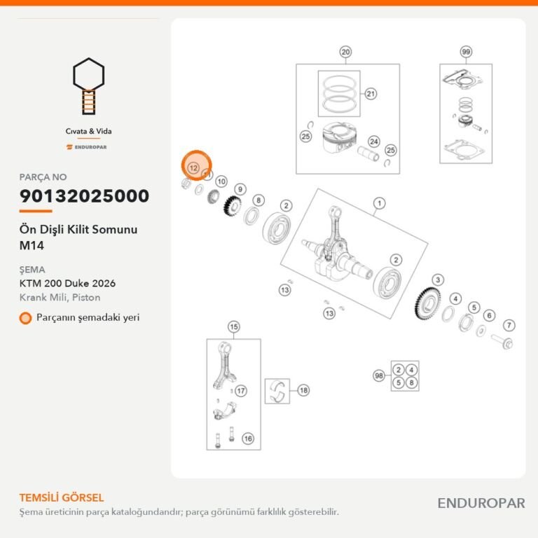 Ön Dişli Kilit Somunu M14 90132025000 parça şeması