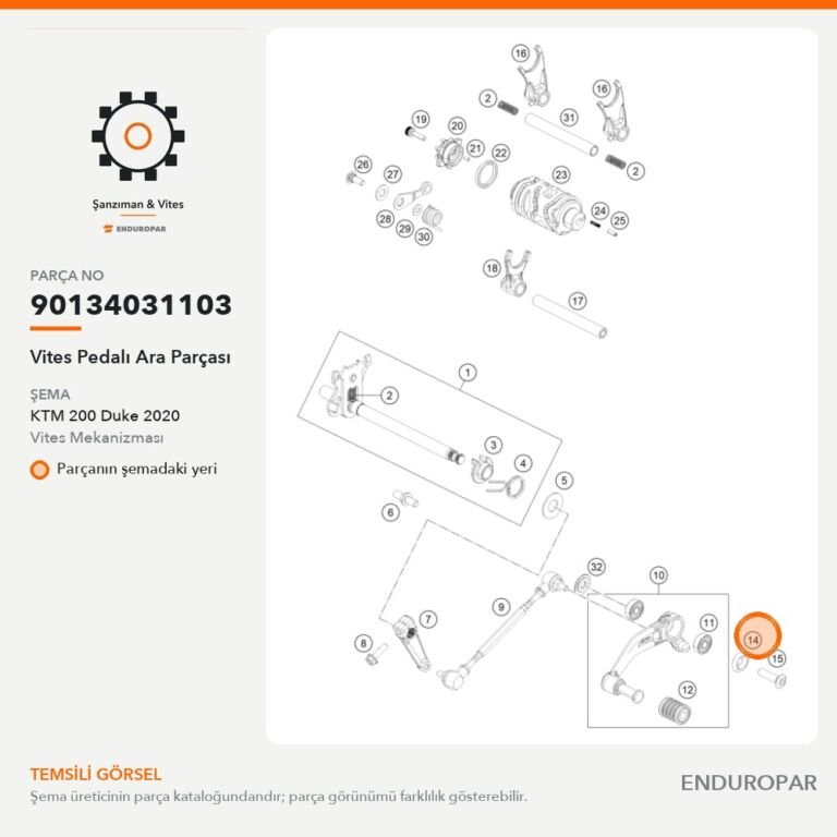 Vites Pedalı Ara Parçası 90134031103 parça şeması