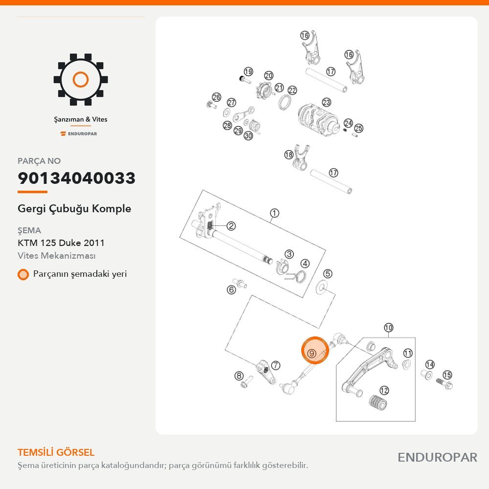 Gergi Çubuğu Komple 90134040033 parça şeması