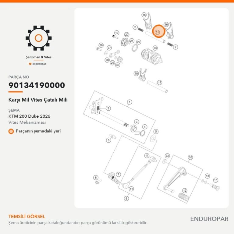 Karşı Mil Vites Çatalı Mili 90134190000 parça şeması