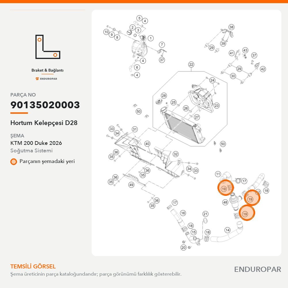 Hortum Kelepçesi D28 90135020003 parça şeması