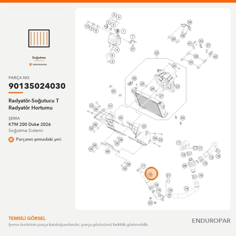Radyatör-Soğutucu T Radyatör Hortumu 90135024030 parça şeması