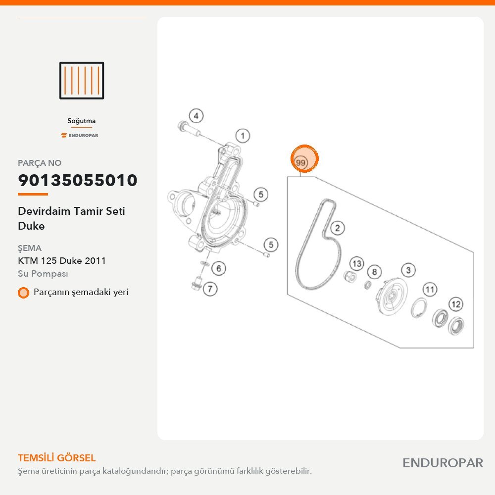 Devirdaim Tamir Seti Duke 90135055010 parça şeması
