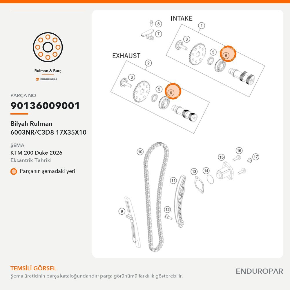 Bilyalı Rulman 6003NR/C3D8 17X35X10 90136009001 parça şeması