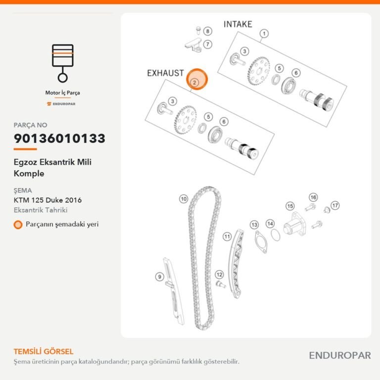 Egzoz Eksantrik Mili Komple 90136010133 parça şeması